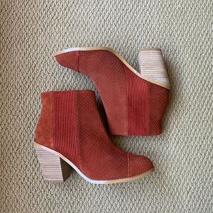 Orange Anthropologie Heeled Ankle Boots